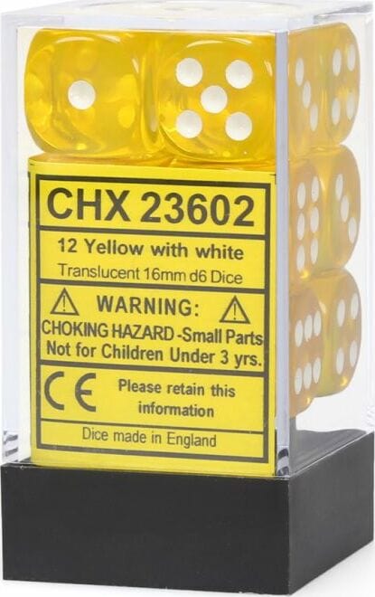 Translucent 16mm D6 Yellow/white Dice Block™ (12 dice) - Image 2