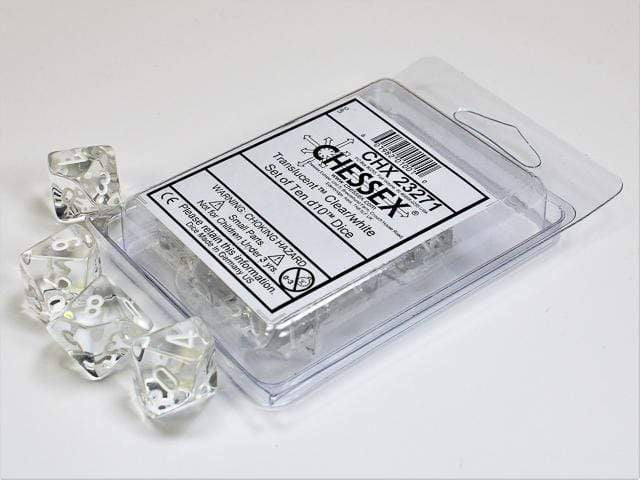 Translucent Clear White d10 set