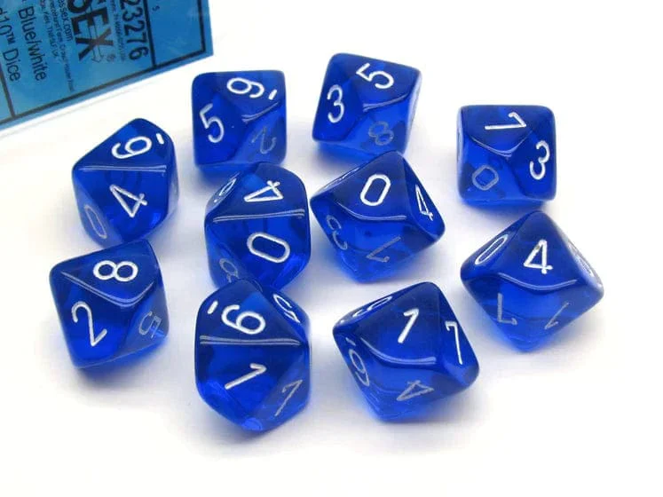 Translucent Blue/White D10 Set