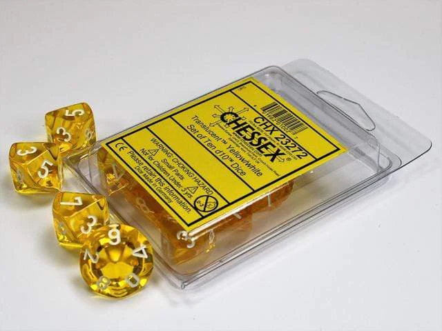 Translucent Yellow White d10 set