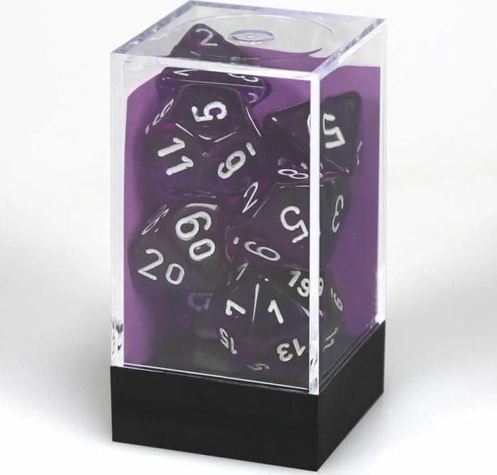 Translucent Polyhedral Purple/white 7-Die Set - Image 2