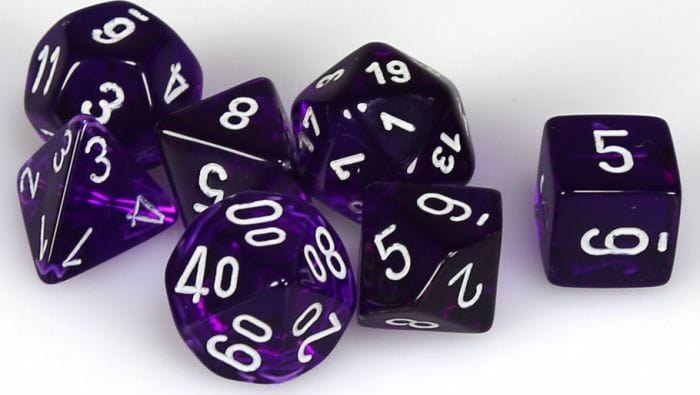 Translucent Polyhedral Purple/white 7-Die Set - Image 3