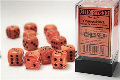 Vortex® 16mm D6 Orange/black Dice Block™ (12 dice) - Image 3