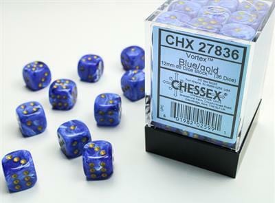 Vortex® 12mm D6 Blue/gold Dice Block™ (36 dice) - Image 2