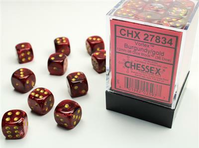 Vortex® 12mm D6 Burgundy/gold Dice Block™ (36 dice) - Image 3