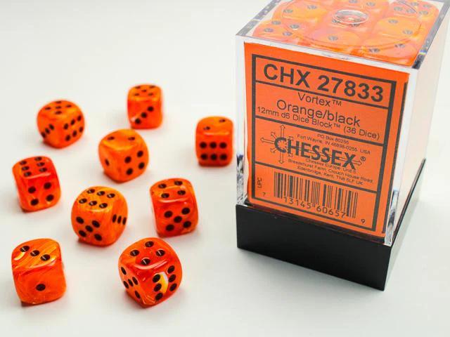 Vortex® 12mm D6 Orange/black Dice Block™ (36 dice)