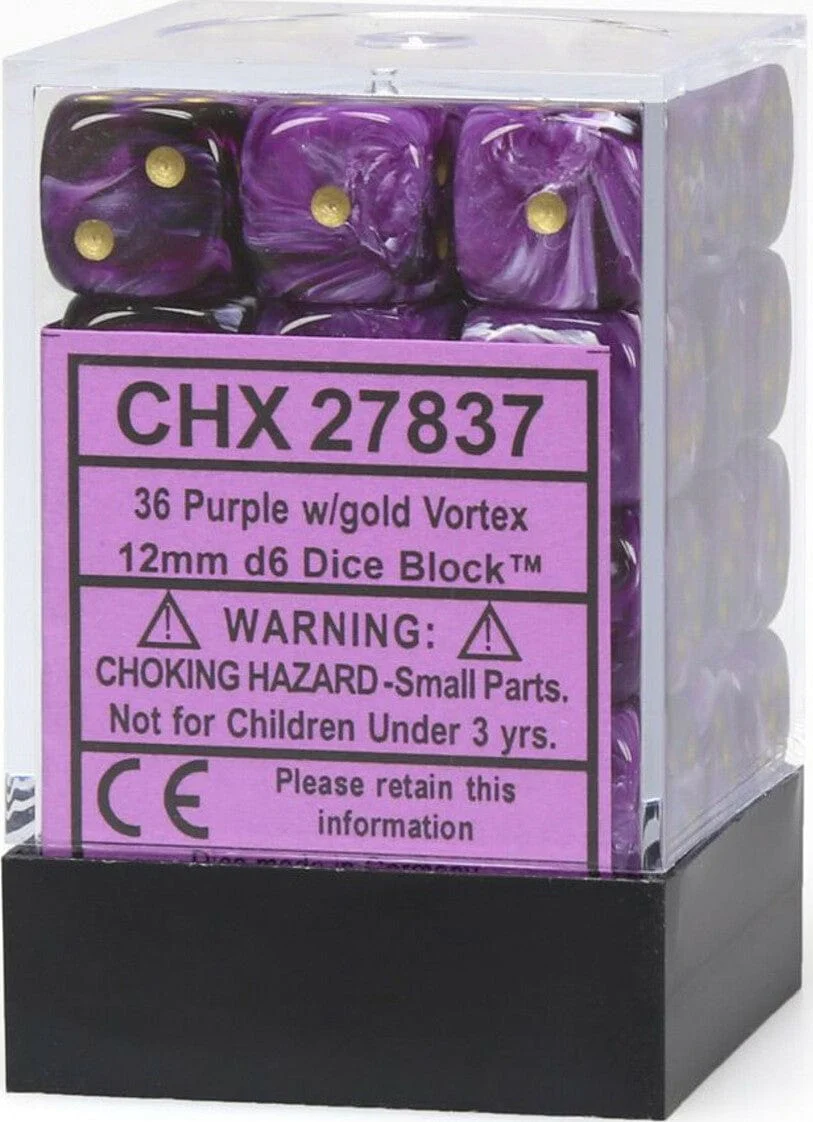 Vortex® 12mm D6 Purple/gold Dice Block™ (36 dice) - Image 2