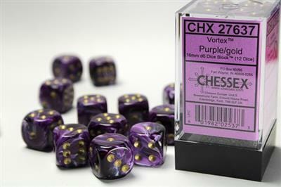 Vortex® 16mm D6 Purple/gold Dice Block™ (12 dice) - Image 4