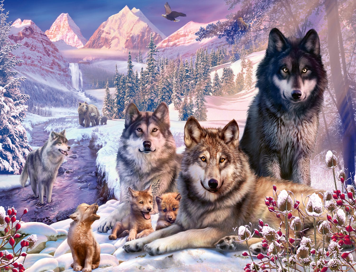 Wolves in the Snow (2000 pc Puzzle) - Image 4