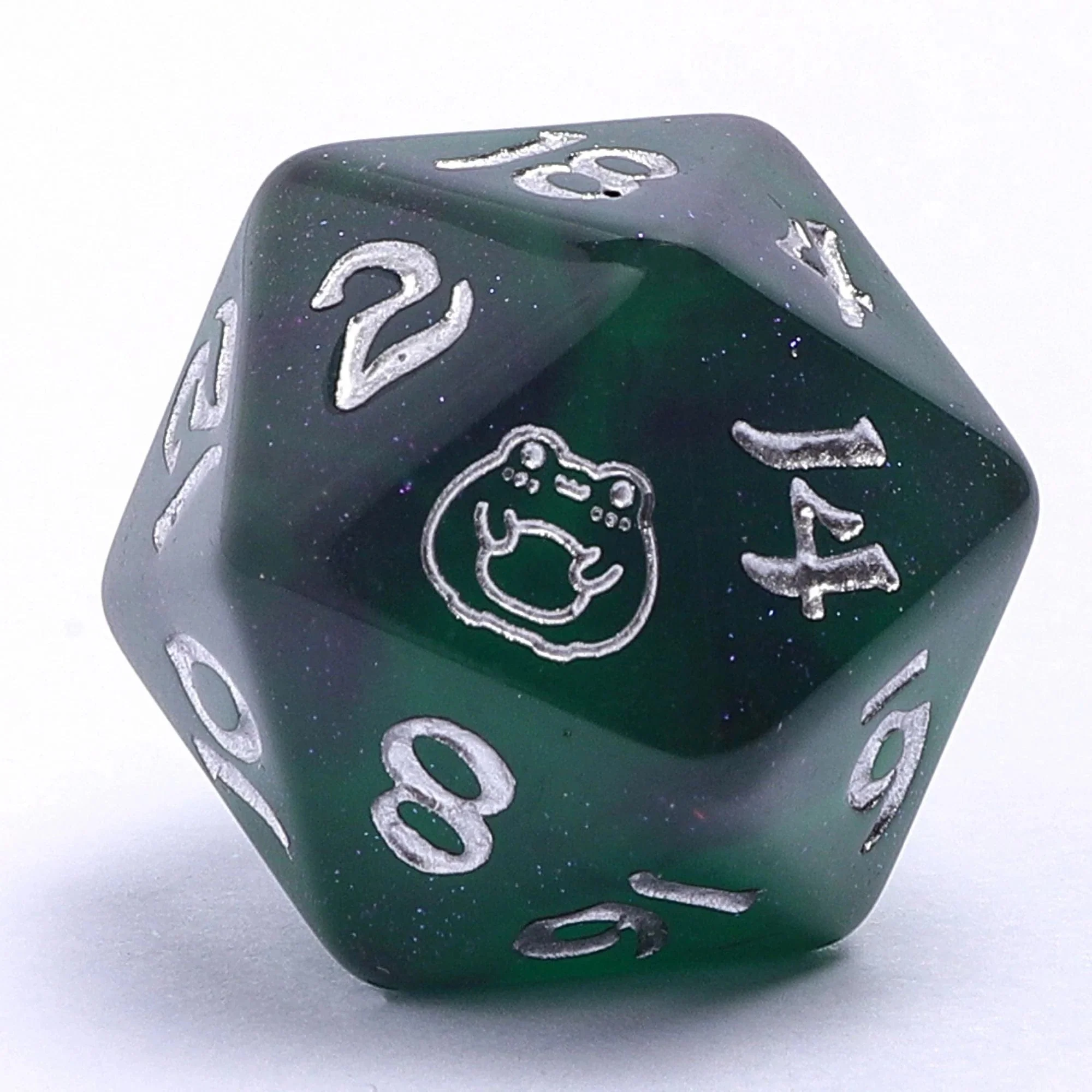 Wyrmforged Rollers - Rounded Resin Polyhedral Dice - Bog Frog Silver