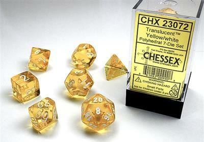 Translucent Polyhedral Yellow/white 7-Die Set - Image 3